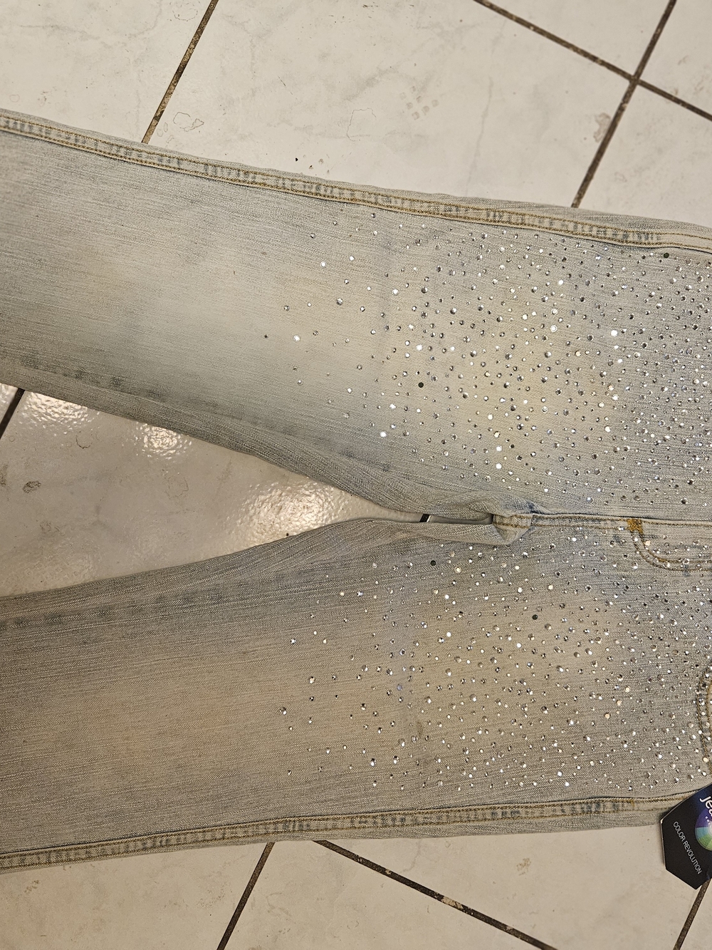 Nordstrom Light Blue Embellished Flare Jeans